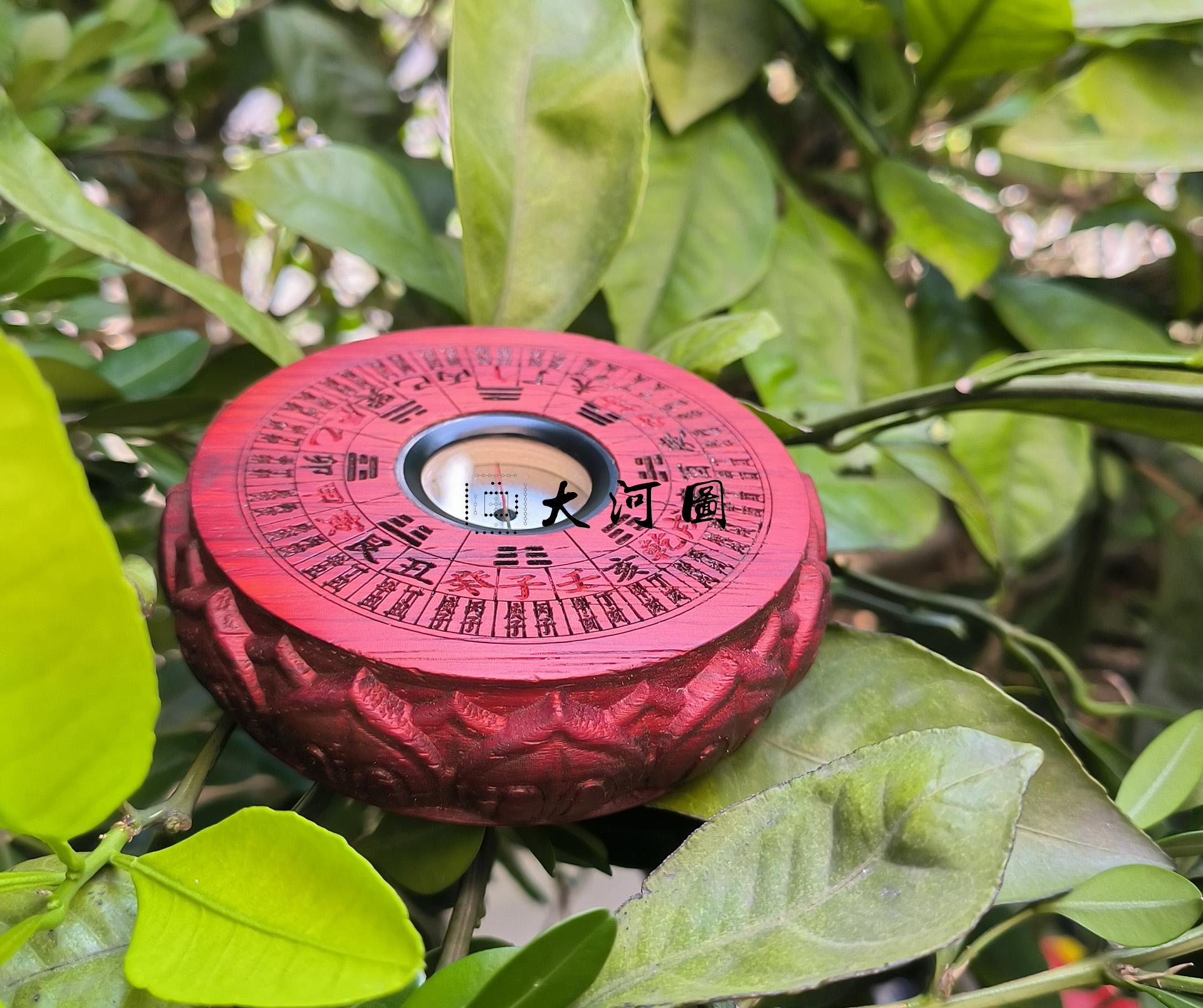 户外指南针罗盘 便携小巧罗经 户外定向罗盘 黄花梨莲花宝座罗盘